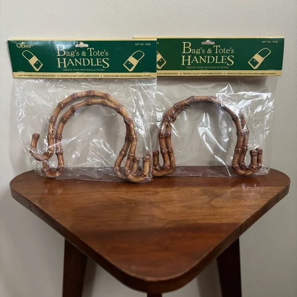 Set of 2 vintage faux bamboo bag handles - Picture 1 of 8
